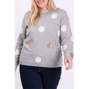 Plus Size Polka Dot Sequin Sweater